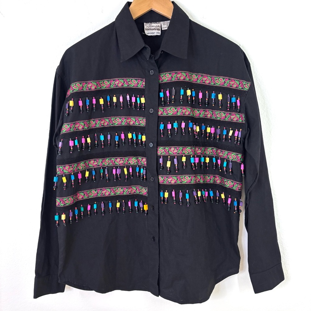 Tillman’s Vintage Beaded Festival Shirt Boho‎ 90s